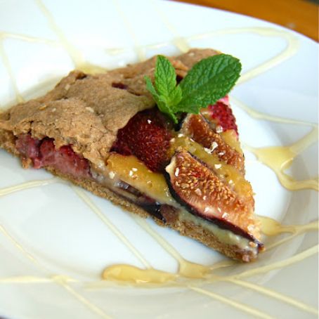 strawberry and fig galette with tahini honey cream