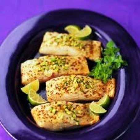 Pistachio-crusted roasted salmon