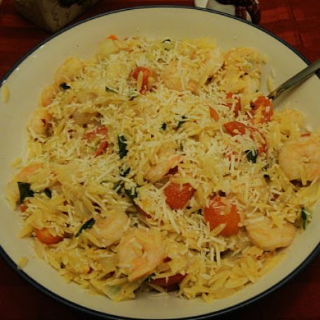 Shrimp Orzo with Cherry Tomatoes