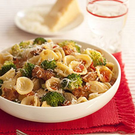 Orecchiette with Broccoli, Tomatoes and Sausage
