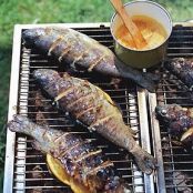 GRILLED STRIPED BASS w/ORANGE SAFFRON BUTTER