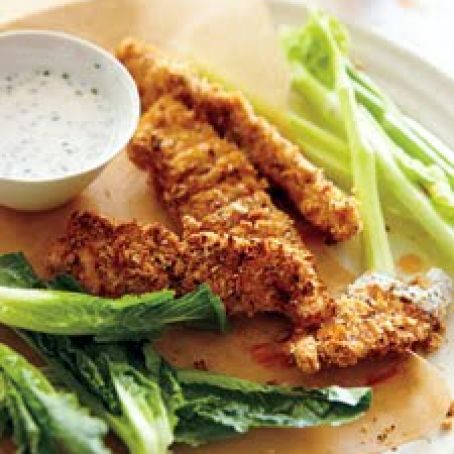Crunchy Chicken Tenders with Herb Buttermilk Dressing