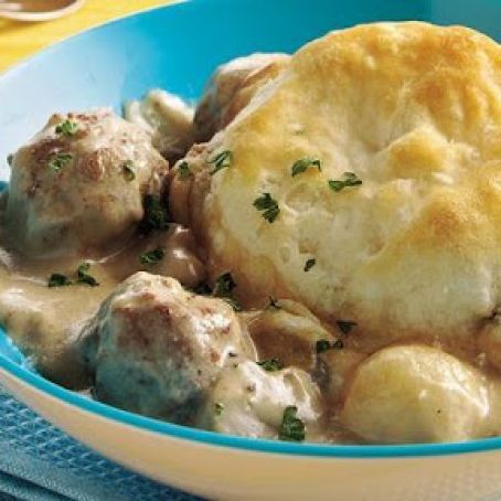 Meatball Stroganoff Biscuit Casserole