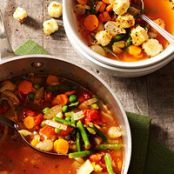 Garden Soup with Toasted Cheese Croutons