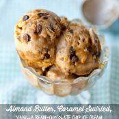 Almond Butter, Caramel Swirled, Vanilla Bean-Chocolate Chip Ice Cream