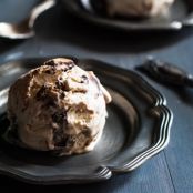 No Churn Peanut Butter Ice Cream with Fudge Swirl & Reese's