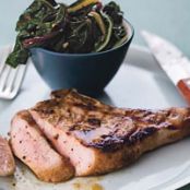 Grilled Pork Chops with Anchovies and Swiss Chard