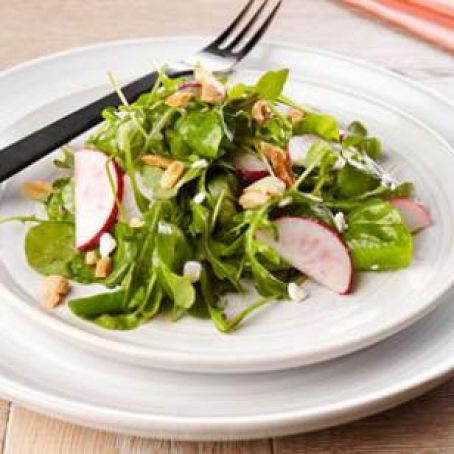 Radish, Watercress & Arugula Salad with Feta Vinaigrette