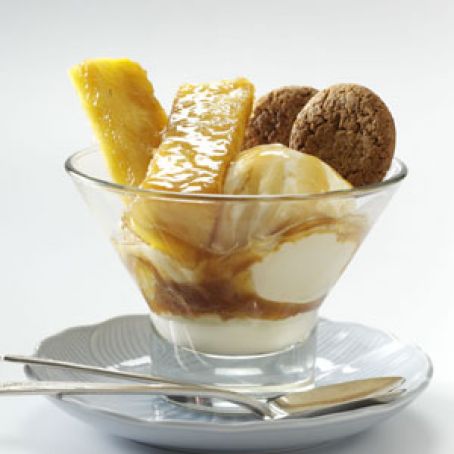 Warm Pineapple Sundaes with Rum Sauce
