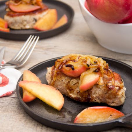Apple Cider-Maple Pork Chops with Caramelized Onions