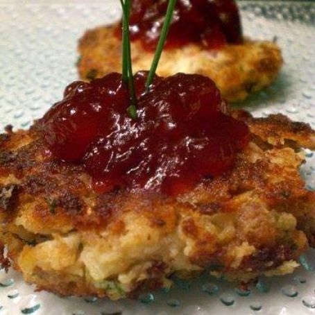 Potato and Stuffing Croquettes with Cranberry Sauce