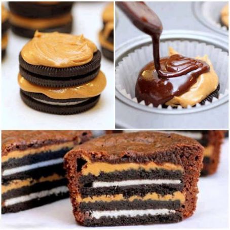 Oreo and Peanut Butter Brownie Cakes