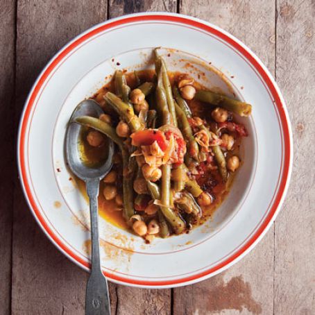 String Beans(Lebanese-Style Green Beans With Chickpeas in Olive Oil)