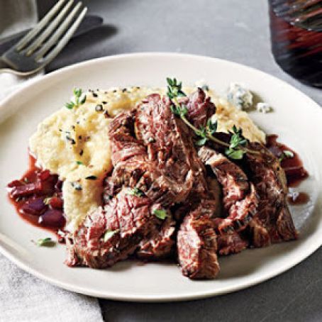 Skirt Steak with Gorganzola Polenta