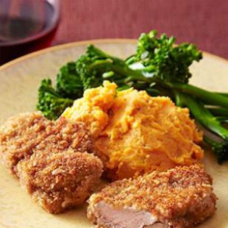 Pork Milanese with Mashed Sweet Potato