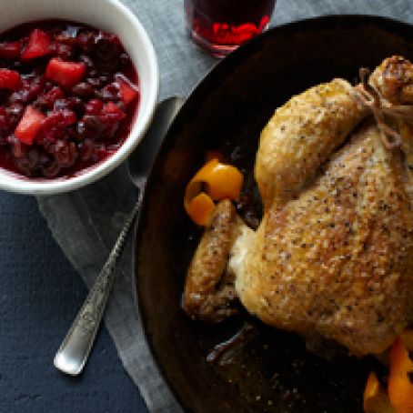 Roast Chicken with Cranberry-Apple-Raisin Chutney