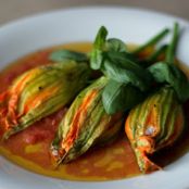 Ricotta-Stuffed Squash Blossoms with Tomato Vinaigrette