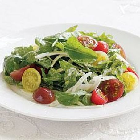 Heirloom Cherry Tomato, Fennel & Arugula Salad with Goat Cheese Dressing