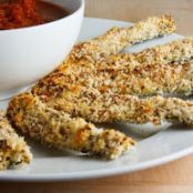 Parmesan Crusted Baked Zucchini Sticks with Marinara Sauce