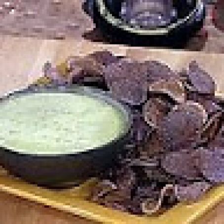 Peruvian Purple Potato Chips with Cilantro Aioli