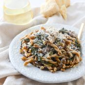 One Pot Mushroom and Swiss Chard Pasta