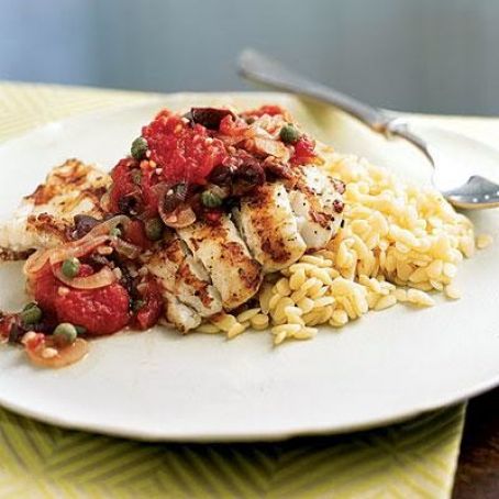 Grouper with Puttanesca Sauce