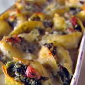 Shells with Crispy Pancetta and Spinach