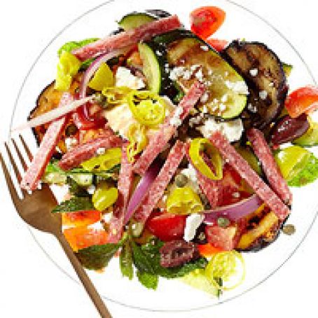 Greek Salad with Salami Vinaigrette