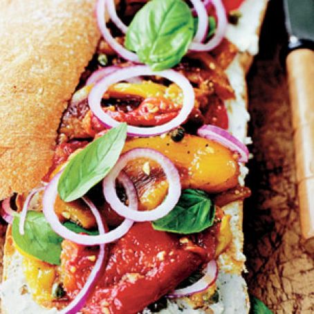 Roasted Pepper and Goat Cheese Sandwiches