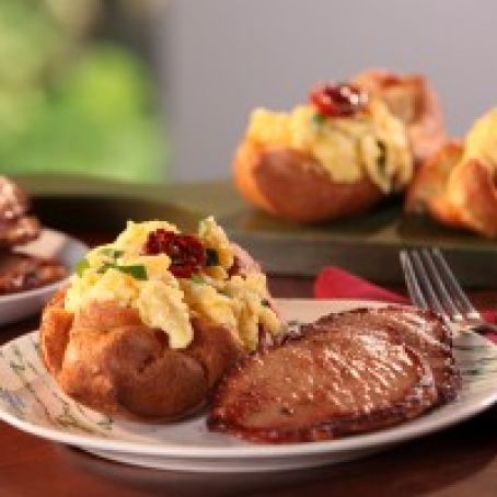 Black Pepper Popovers filled with Vermont Cheddar and Herbed Scrambled Eggs