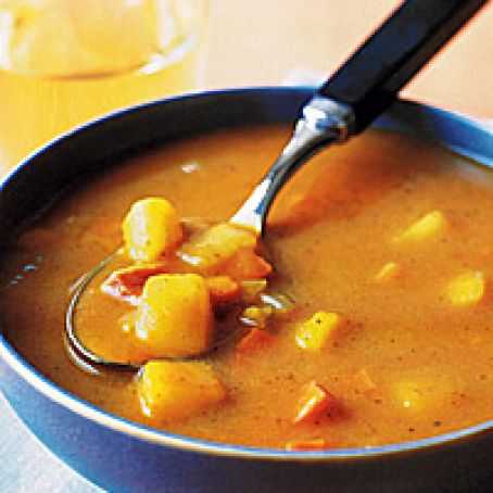 Pumpkin Soup with Sage and Ham