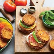 Crispy Eggplant, Tomato, and Provolone Stacks with Basil
