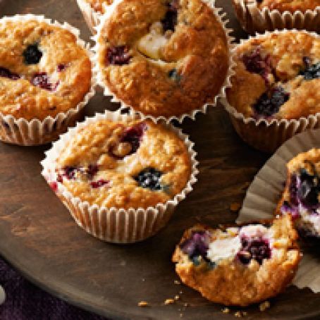 Wild Berry-Oatmeal Cheesecake Muffins