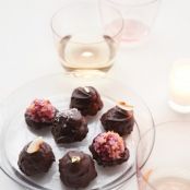 Raspberry Macaroons in Chocolate Shells