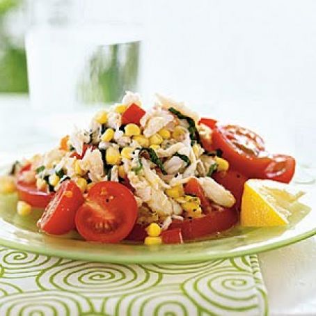 Crab, Corn, and Tomato Salad with Lemon-Basil Dressing