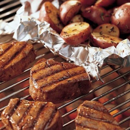 Glazed Beef Tenderloin with Herbed New Potatoes