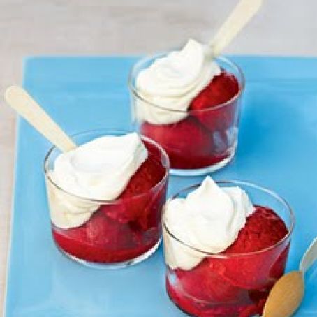 Raspberry Sorbet with Fresh Whipped Cream