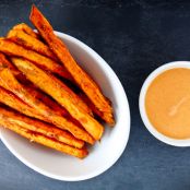 Spiced Sweet Potato Oven Fries with Chipotle-Garlic Dipping Sauce