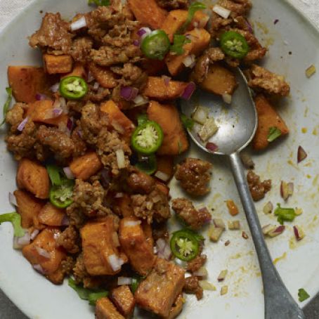 Warm Sweet Potato Salad with Chorizo