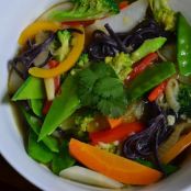 Thai Vegetable and black noodle soup