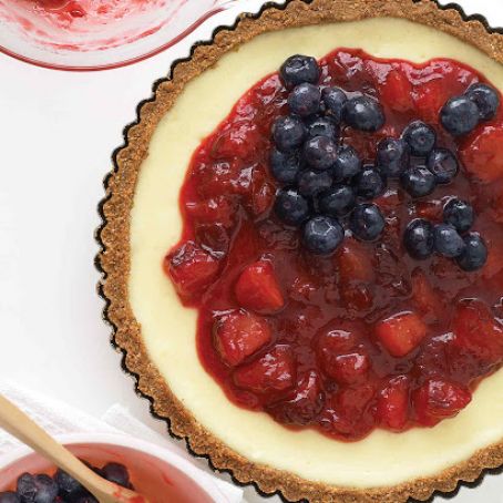 Red, White, and Blueberry Cheesecake Tart