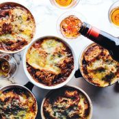 Caramelized Onion and Bread Soup with Brûléed Blue Cheese