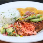Grilled salmon with avocado salsa