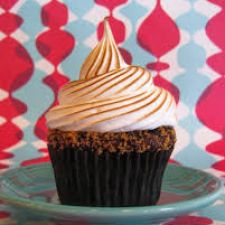 Chocolate Graham Cracker Cupcakes with Toasted Marshmallow Frosting