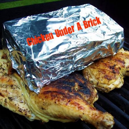Stuffed Chicken Under a Brick