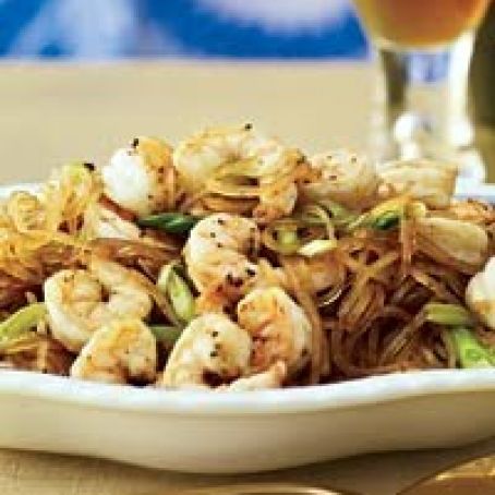 Pan-Seared Sichuan Shrimp with Mung Bean Noodles