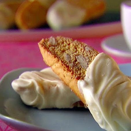 Almond and Lemon Biscotti Dipped in White Chocolate
