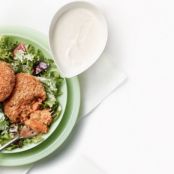 Golden Crispy Salmon Cakes on Greens