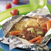 Grilled Cheddar Burgers and Veggies Packs