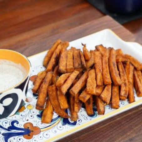 Oven-Baked Sweet Potato Fries w/Ranch Dressing (Valerie Bertinelli)